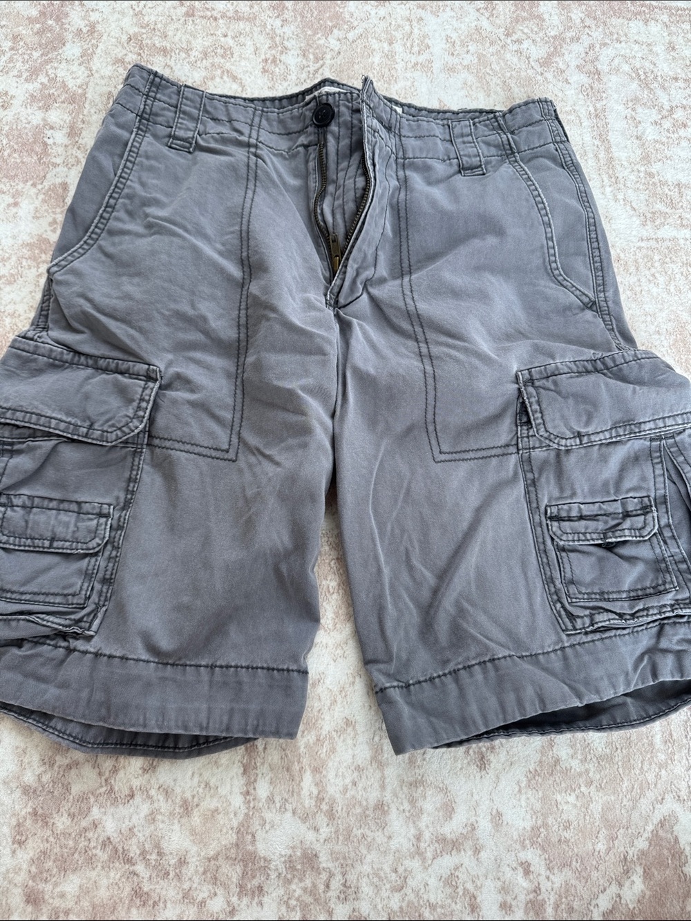 Aeropostale Gray Cargo Shorts with Blue Waist Trim